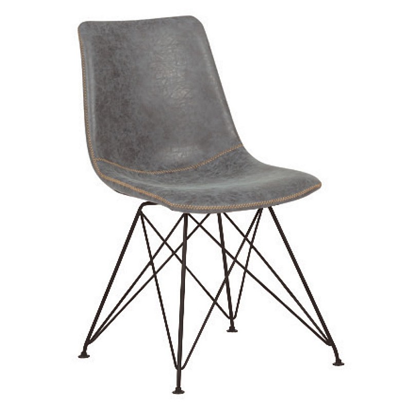 PANTON Καρέκλα Μέταλλο Βαφή Μαύρη / PU Vintage Grey