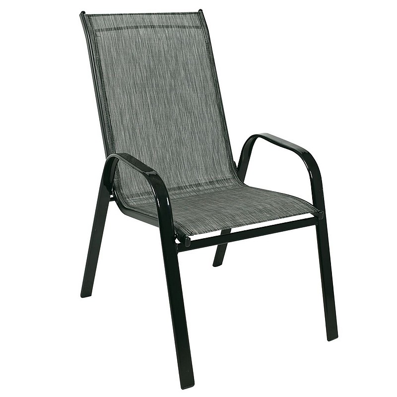 RIO Πολυθρόνα Στοιβαζόμενη Κήπου, Μέταλλο Βαφή Μαύρο, Textilene Γκρι (4,20kg) RIO Πολυθρόνα Στοιβαζόμενη Κήπου, Μέταλλο Βαφή Μαύρο, Textilene Γκρι (4,20kg)