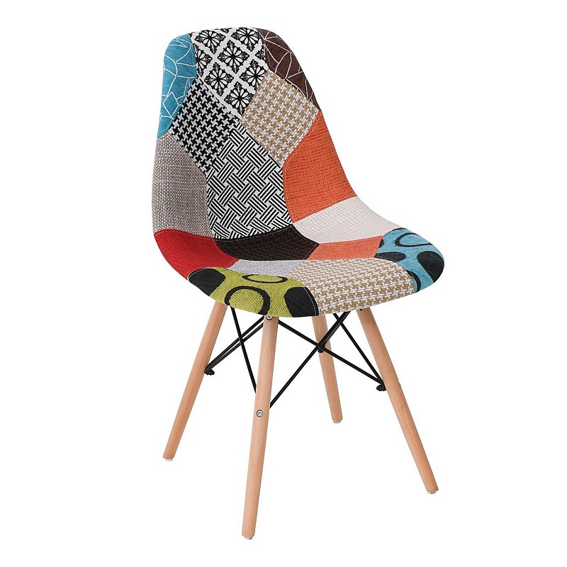 ART Wood Kαρέκλα Ξύλο / PP Ύφασμα Patchwork