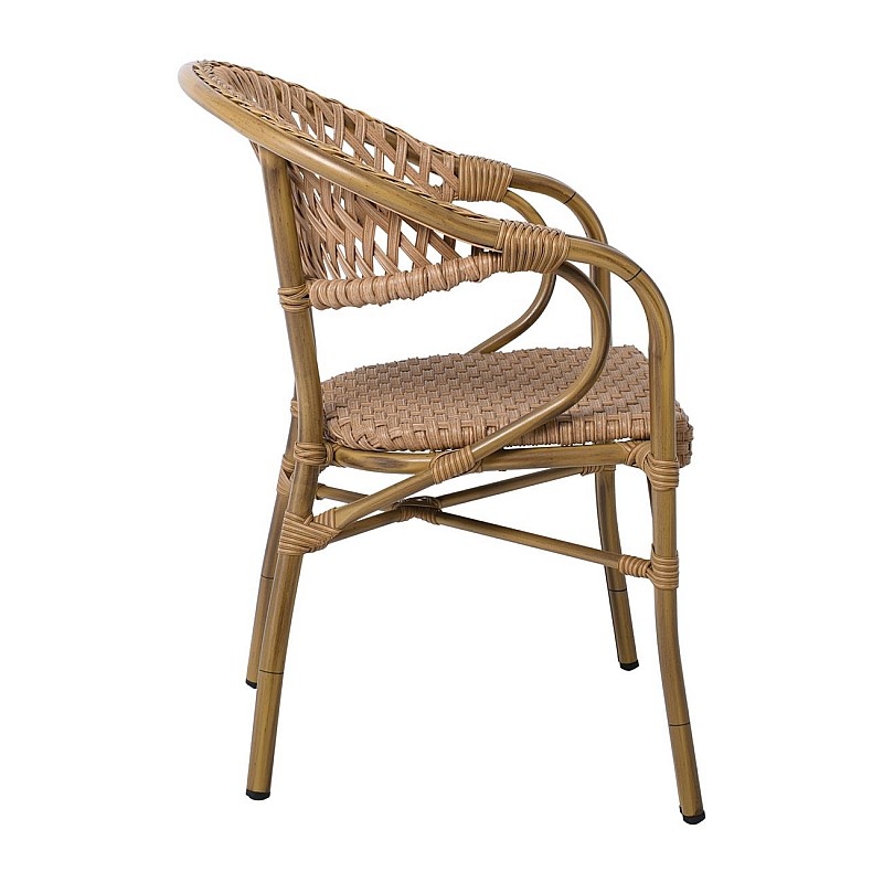 VEGERA Rattan Πολυθρόνα dining Αλουμίνιο & Wicker Φυσικό