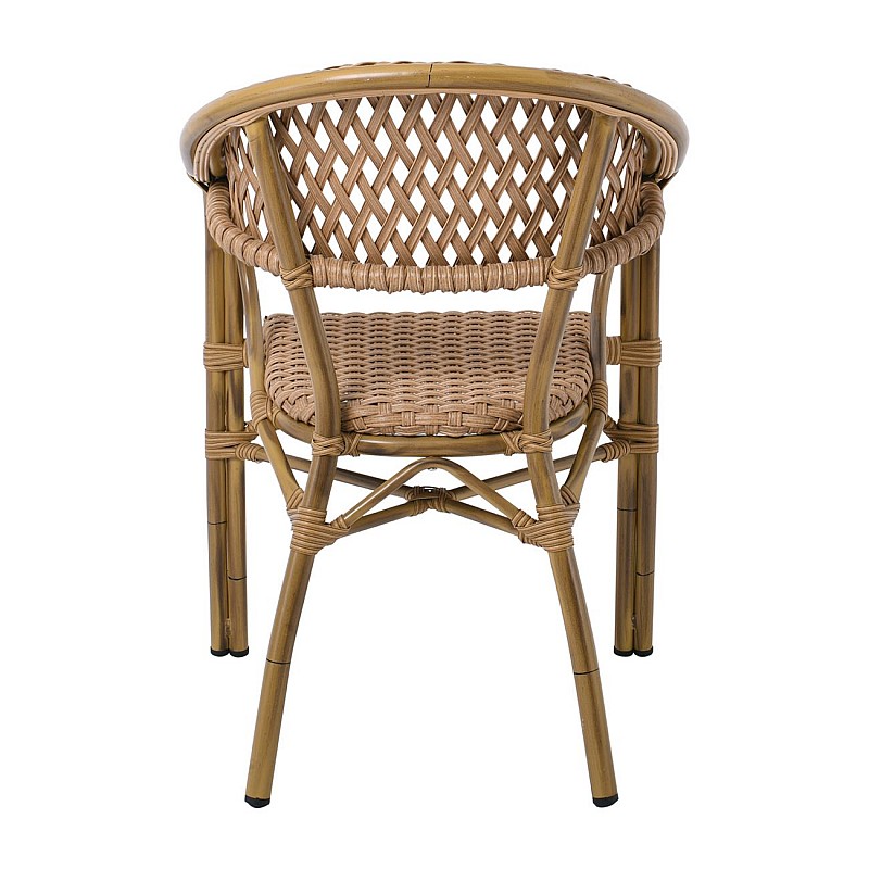 VEGERA Rattan Πολυθρόνα dining Αλουμίνιο & Wicker Φυσικό