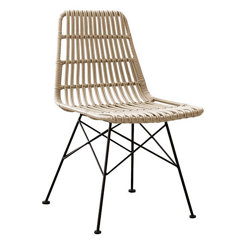 SALSA Καρέκλα Μεταλλική Μαύρη/Wicker Φυσικό