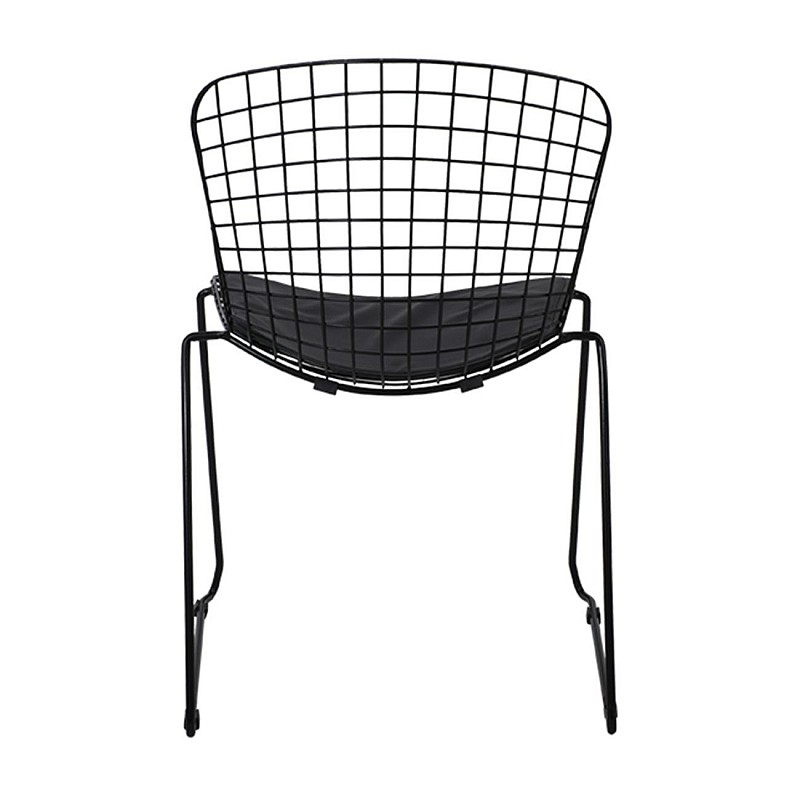 SAXON Καρέκλα Στοιβαζόμενη Μεταλλική Μαύρη/Μαξιλάρι Μαύρο
