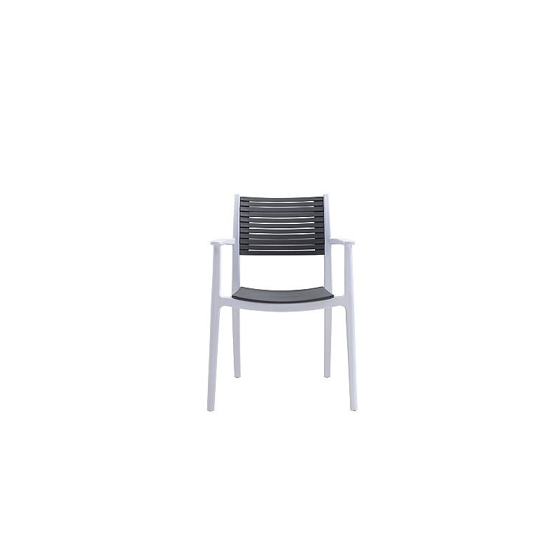 AKRON Πολυθρόνα PP-UV Άσπρο - Γκρι