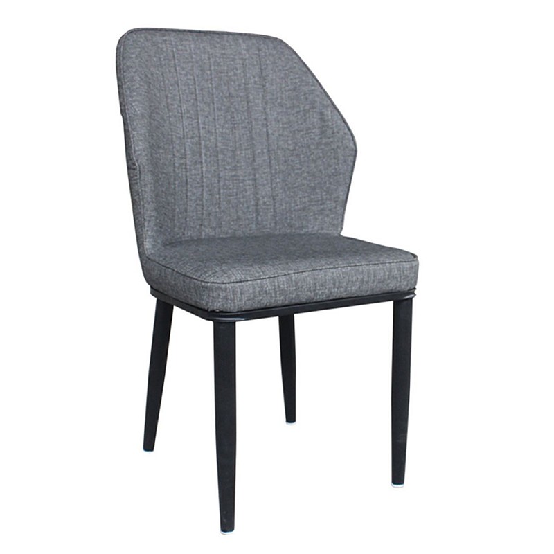 DELUX Καρέκλα Μέταλλο Βαφή Μαύρο / Linen PU Ανθρακί