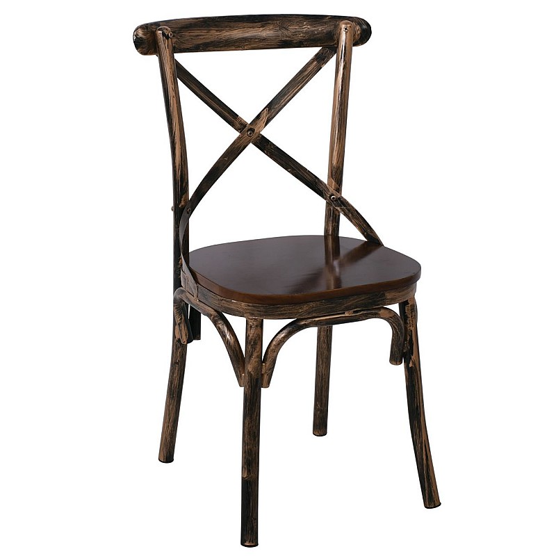 MARLIN Wood Καρέκλα Μέταλλο Βαφή Black Gold