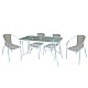 BALENO Set Τραπεζαρία Κήπου : Τραπέζι + 4 Πολυθρόνες Μέταλλο Άσπρο / Wicker Beige
