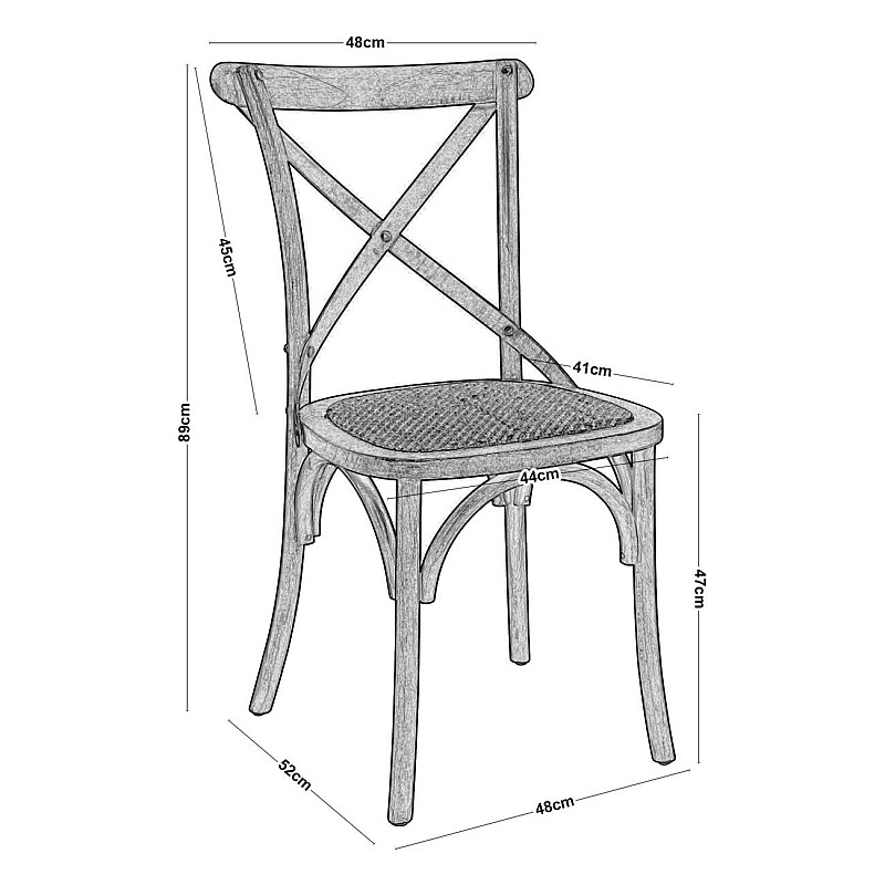 DESTINY Καρέκλα Οξυά  Καρυδί / Κάθισμα Ψάθα