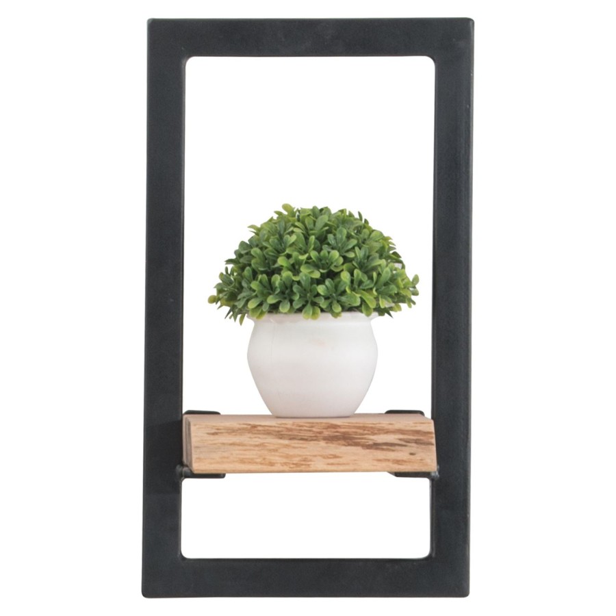 LIZARD Frame Ράφι / Μέταλλο Μαύρο - Ξύλο Ακακία Φυσικό