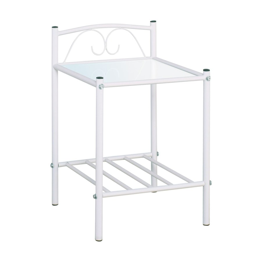 RADO Kομοδίνο Μέταλλο Βαφή Άσπρο / Γυαλί 5mm