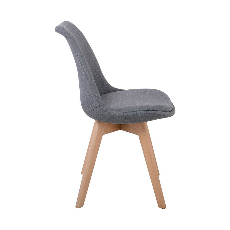 MARTIN Καρέκλα Ξύλο / Ύφασμα Γκρι - Μονταρισμένη Ταπετσαρία