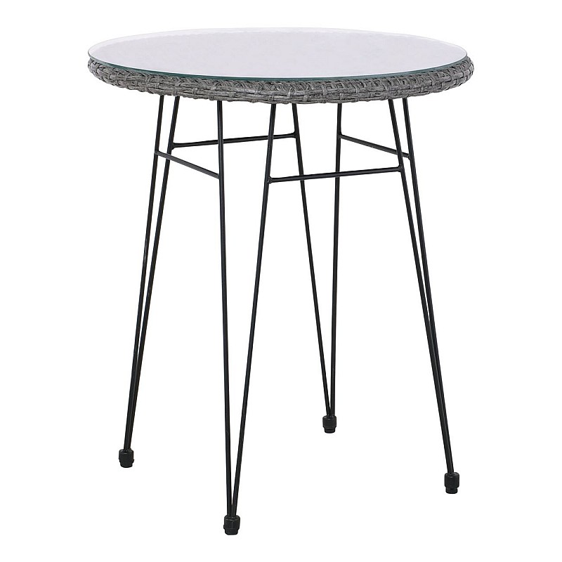 SALSA Τραπέζι H.70cm Μεταλλικό Μαύρο/Wicker Γκρι
