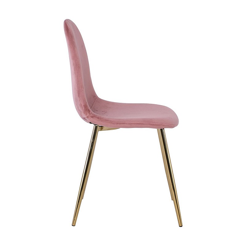 CELINA Καρέκλα Χρώμιο Χρυσό / Velure Antique Pink