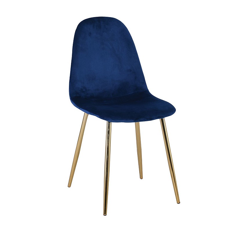 CELINA Καρέκλα Χρώμιο Χρυσό / Velure Μπλε