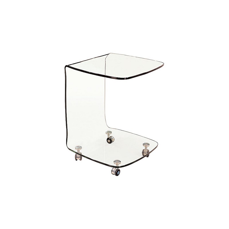 GLASSER Trolley Τραπεζάκι Βοηθητικό / Διάφανο Γυαλί 10mm