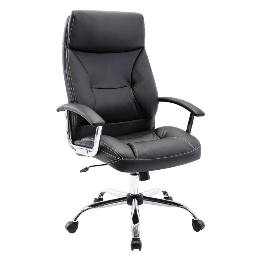 BF5700 Πολυθρόνα Διευθυντή Μέταλλο Χρώμιο, Pu Μαύρο