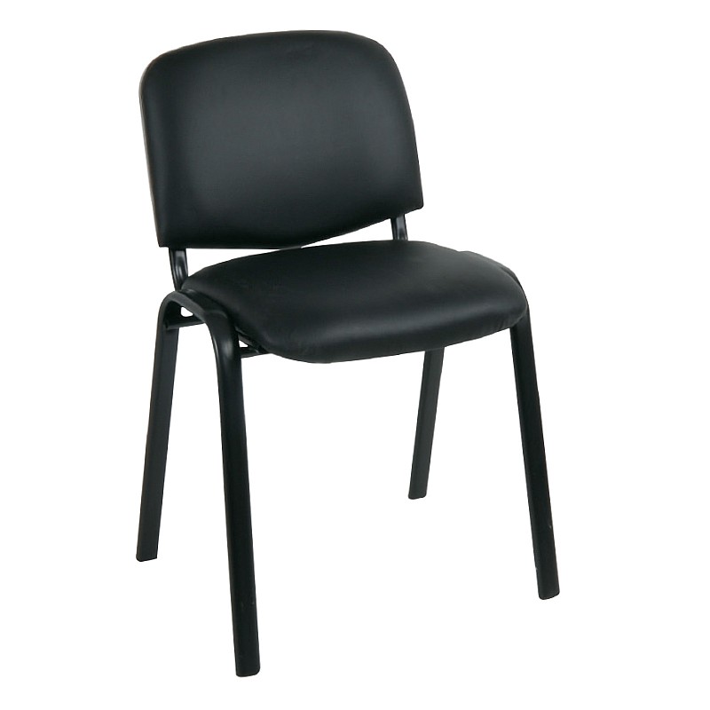 SIGMA Καρέκλα Στοιβαζόμενη Γραφείου, Επισκέπτη Μέταλλο Βαφή Μαύρο, PVC Μαύρο