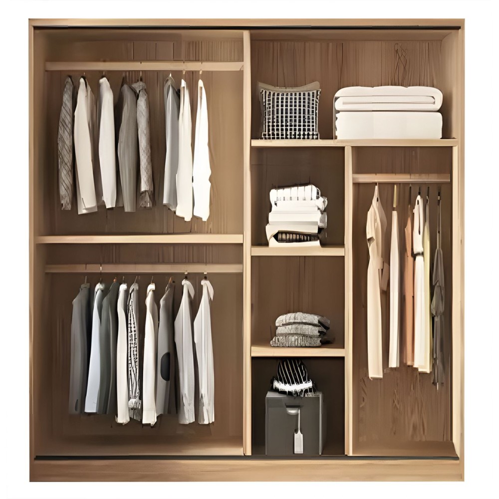 VANITY Ντουλάπα Δίφυλλη -Συρόμενη, Αποχρώσεων Sonoma Oak & Cream