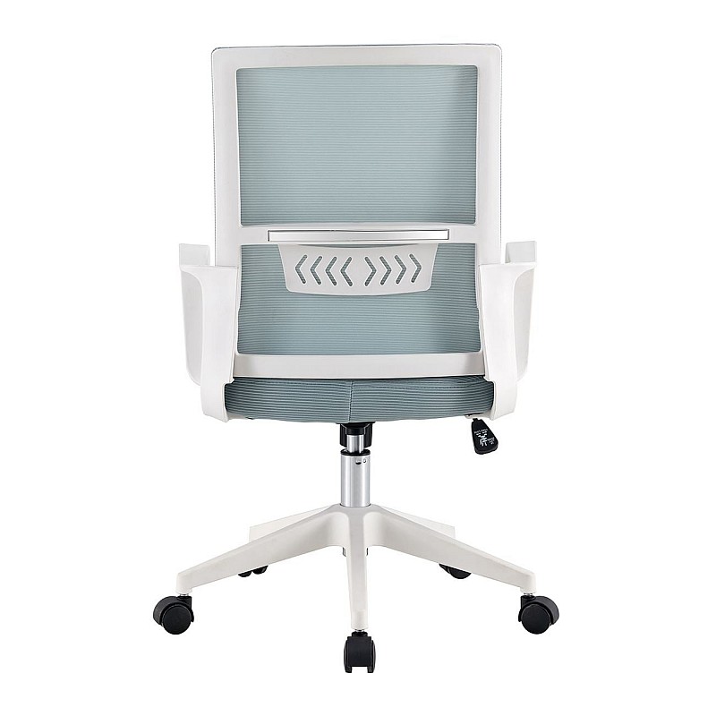 BF2965 Πολυθρόνα Γραφείου Ύφασμα Γκρι-Μπλε Mesh, Βάση PP Άσπρο