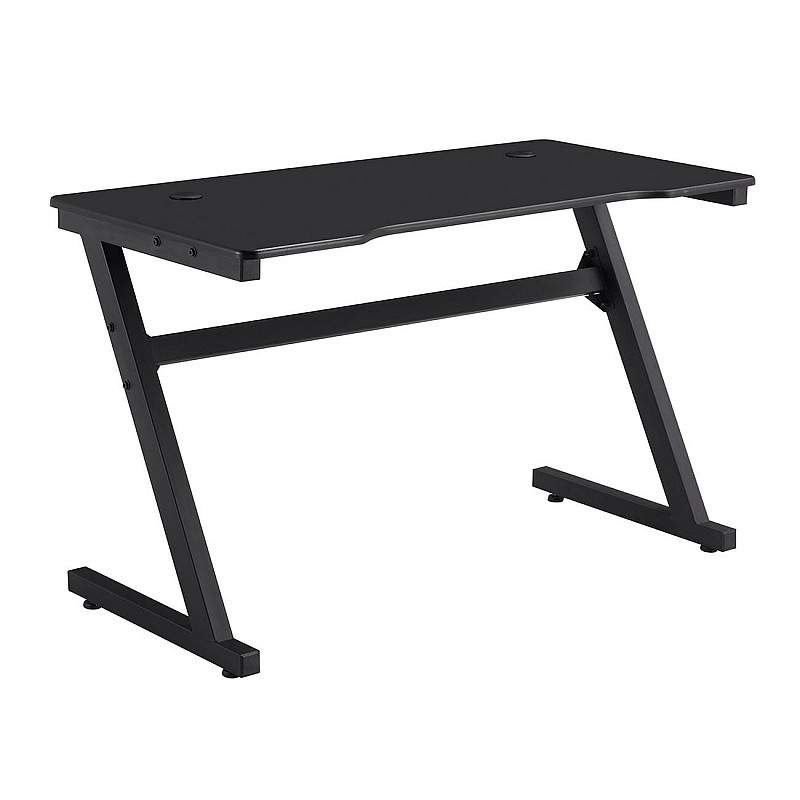 GAMING Γραφείο 120x60cm Μέταλλο Βαφή Μαύρο, Επιφάνεια MDF Μαύρο, με Βάση ακουστικών