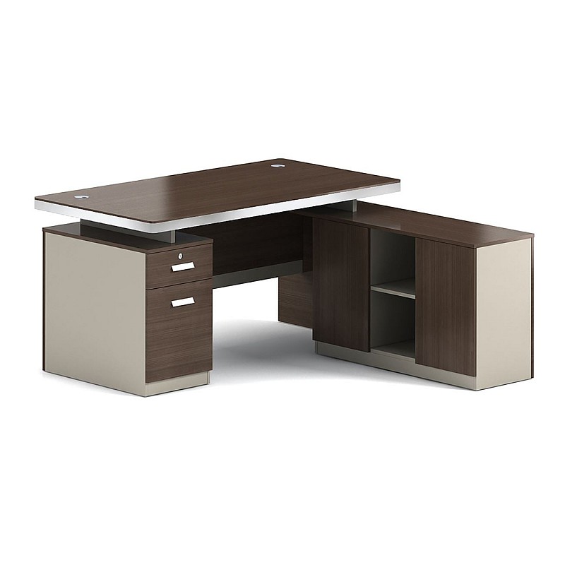 CONCEPT Γραφείο Αναστρέψιμη Γωνία, Απόχρωση Καρυδί - Μπεζ