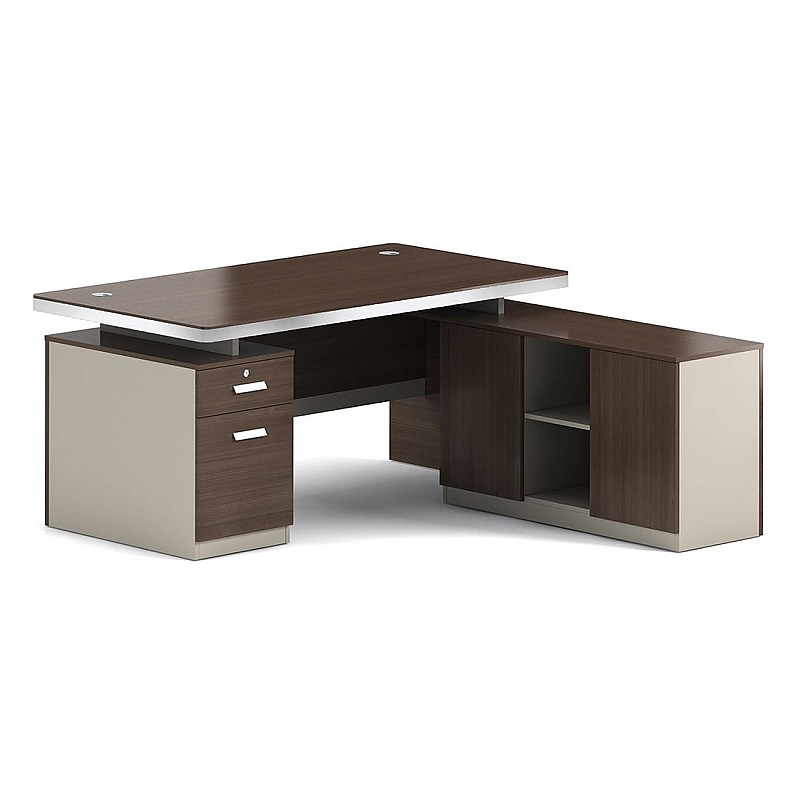 CONCEPT Γραφείο Αναστρέψιμη Γωνία, Απόχρωση Καρυδί - Μπεζ