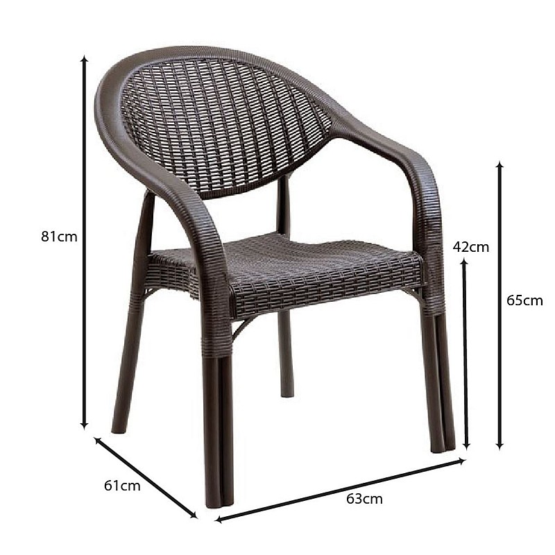 BAMBOO Pro Πολυθρόνα Κήπου - Βεράντας Στοιβαζόμενη, PP-UV (Rattan Look) Καφέ