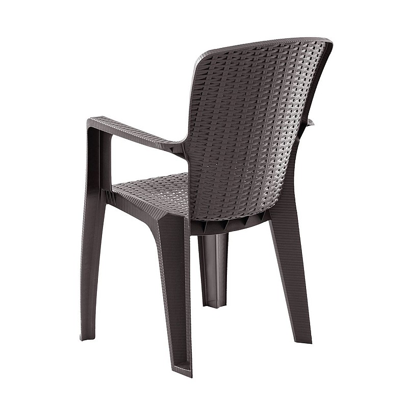 SIDE Πολυθρόνα Κήπου-Βεράντας Στοιβαζόμενη, (Rattan Look) PP-UV Απόχρωση Καφέ