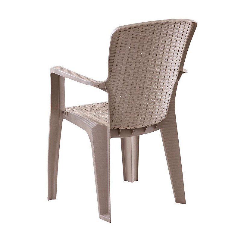 SIDE Πολυθρόνα Κήπου-Βεράντας Στοιβαζόμενη, (Rattan Look) PP-UV Απόχρωση Cappuccino