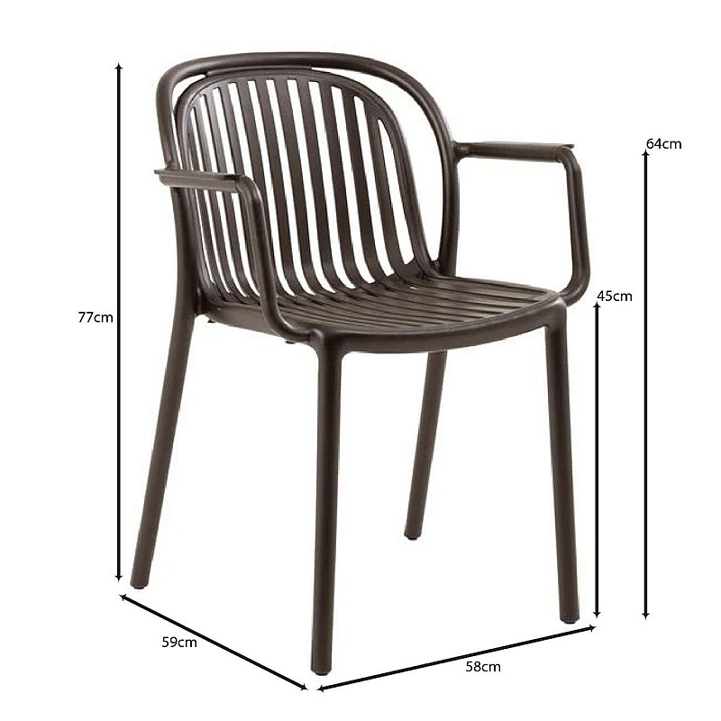 POCO Πολυθρόνα Κήπου-Βεράντας Στοιβαζόμενη, PP-UV Απόχρωση Καφέ