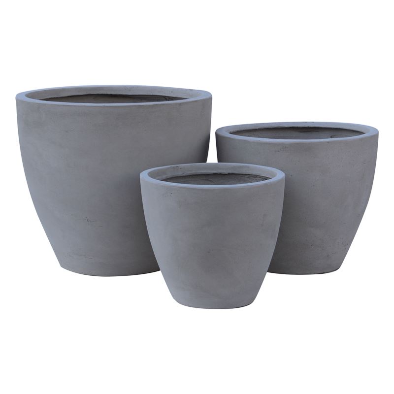 FLOWER POT-3  Set 3 τεμαχίων Cement Grey