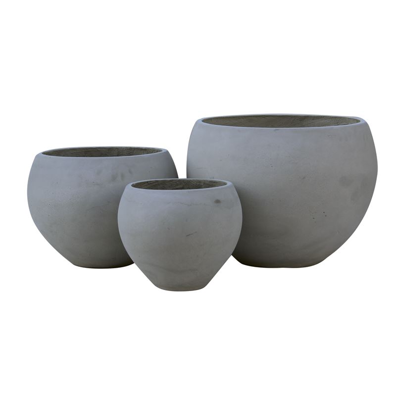 FLOWER POT-5  Set 3 τεμαχίων Cement Grey