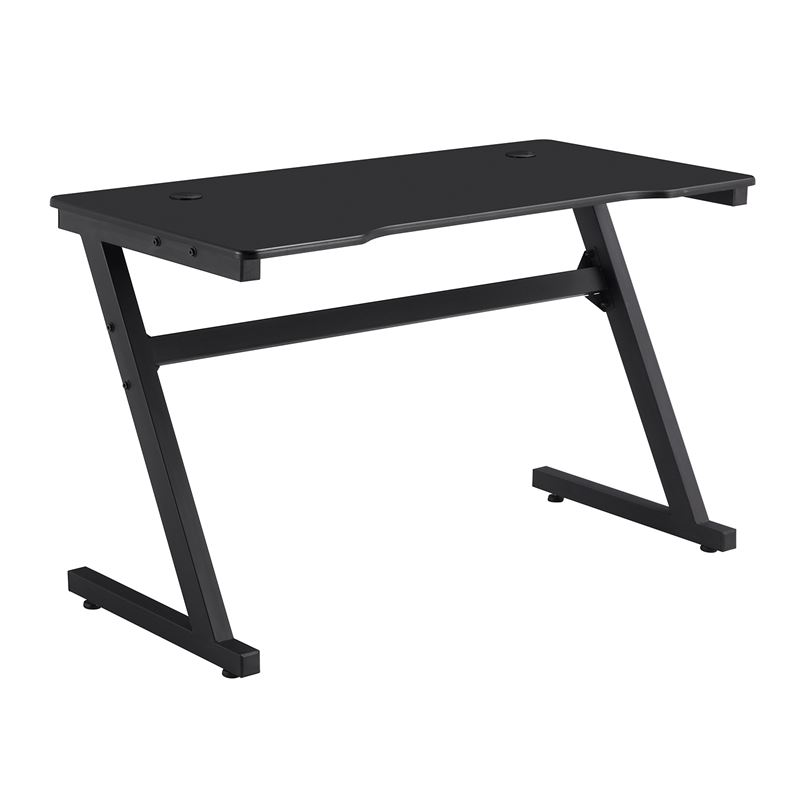 GAMING Γραφείο 120x60cm Μέταλλο Βαφή Μαύρο, Επιφάνεια MDF Μαύρο, με Βάση ακουστικών