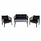 GASBA Set Σαλόνι Κήπου 4τεμ, Alu Ανθρακί, Rope Wicker Φυσικό, Μαξιλάρια Σκούρο Γκρι