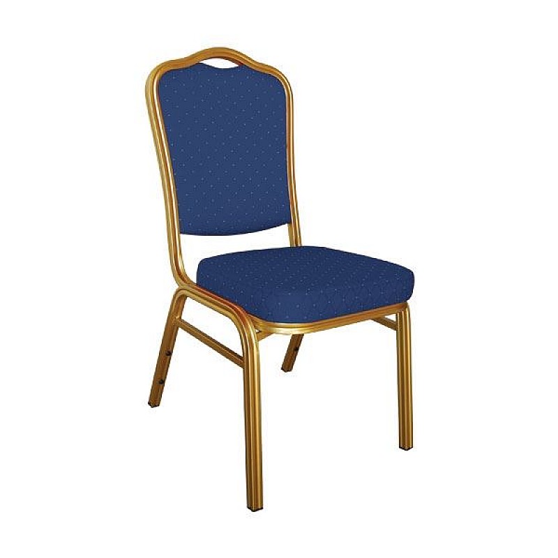 HILTON Καρέκλα Μεταλλική Gold/Ύφασμα Μπλε