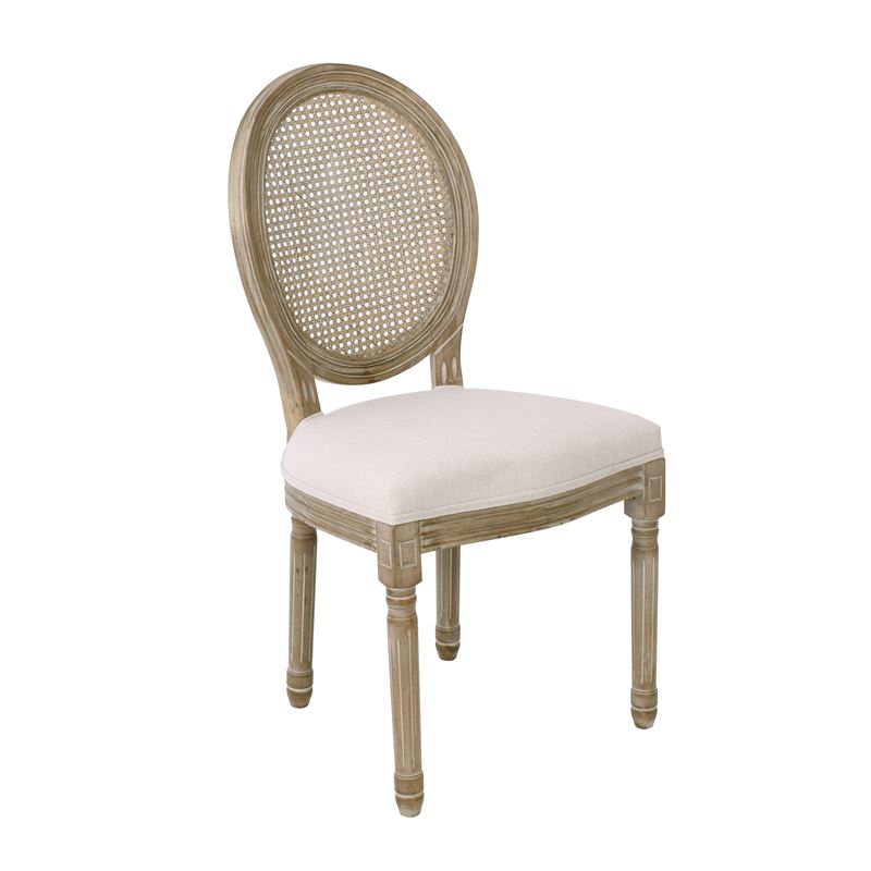 JAMESON Καρέκλα με Ψάθα Decape / Ύφασμα Εκρού
