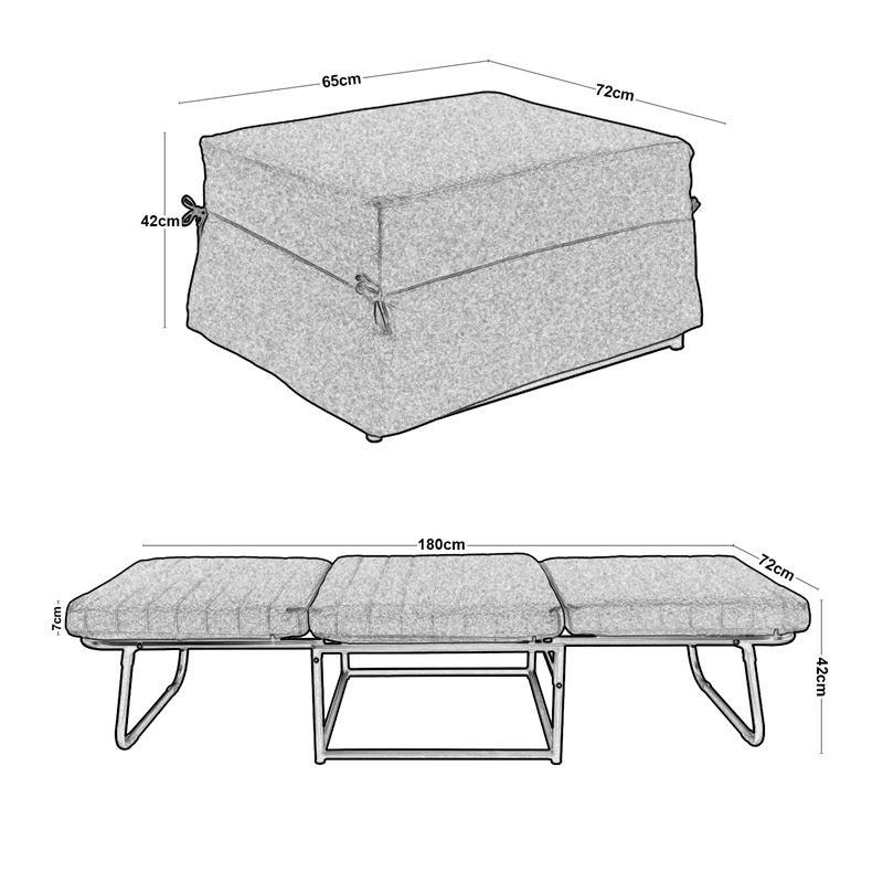 LOGAN Σκαμπό / Κρεβάτι Σαλονιού - Καθιστικού Στρώμα 7cm / Ύφασμα Εκρού