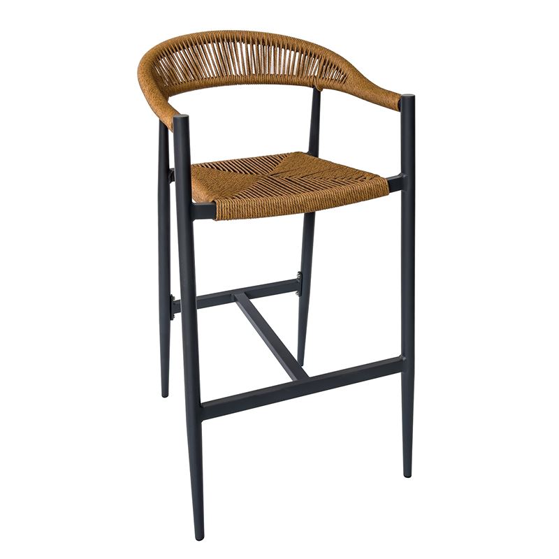 MADY Σκαμπό Bar, ALU Ανθρακί, Rope Wicker Φυσικό