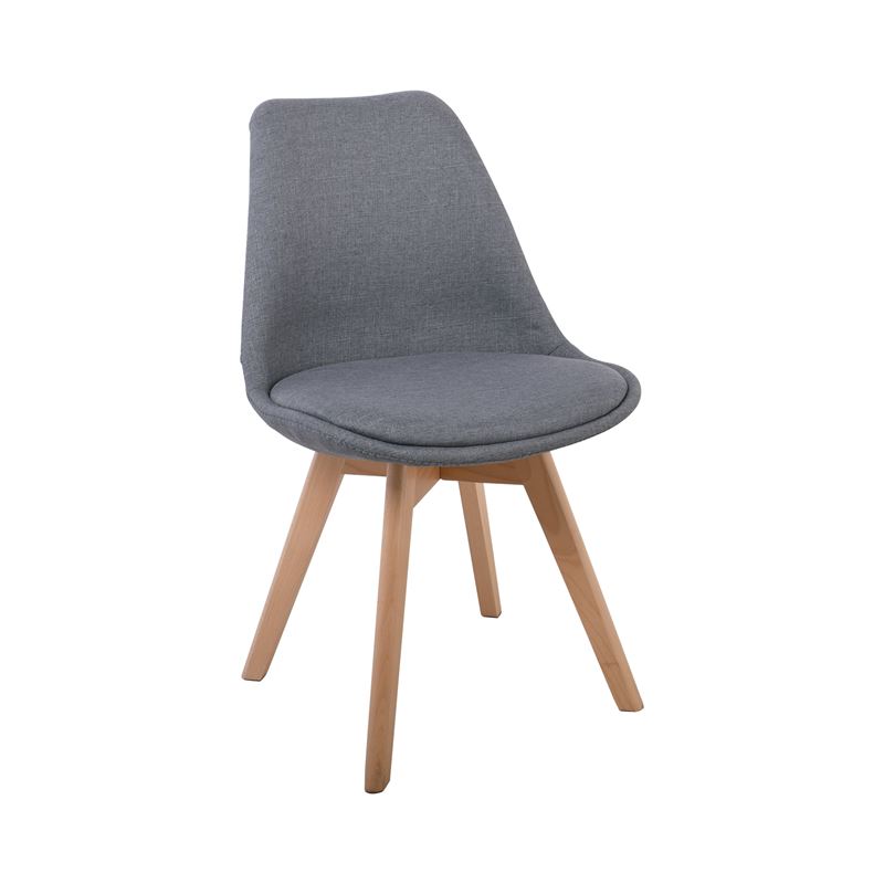 MARTIN Καρέκλα Ξύλο / Ύφασμα Γκρι - Μονταρισμένη Ταπετσαρία