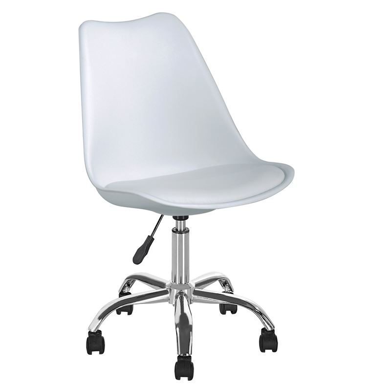 MARTIN Καρέκλα Γραφείου Χρώμιο - PP Άσπρο / Κάθισμα: Pu Άσπρο Μονταρισμένη Ταπετσαρία Συσκ.2
