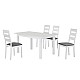 MILLER Set Τραπεζαρία Κουζίνας Άσπρο-Ύφασμα Γκρι : Τραπέζι Επεκτεινόμενο + 4 Καρέκλες