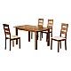 MILLER Set Τραπεζαρία Κουζίνας Ξύλινη: Επεκτεινόμενο Τραπέζι+ 4 Καρέκλες Honey Oak-PVC Εκρού