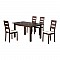 MILLER Set Τραπεζαρία Κουζίνας Ξύλινη Επεκτεινόμενο Τραπέζι + 4 Καρέκλες Σκ.Καρυδί-PVC Εκρού