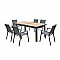 NAPOLI Set Dining ALU Κήπου: 6 Πολυθρόνες + Τραπέζι Επεκτ/νο Μαύρο-Καρυδί-Textilene Ανθρακί