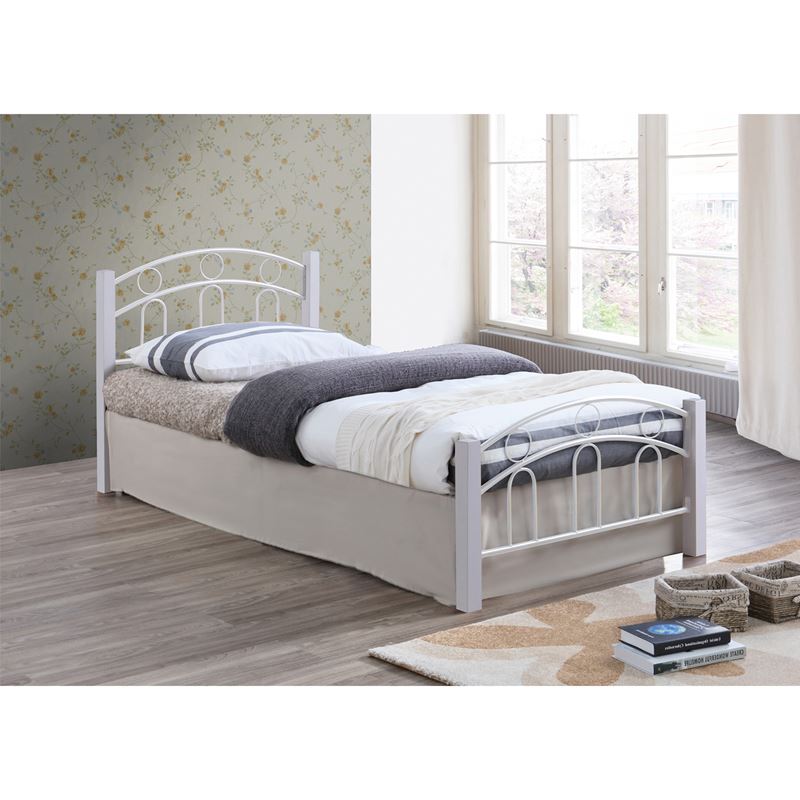 NORTON Κρεβάτι Διπλό Μέταλλο Βαφή Άσπρο / Ξύλο Άσπρο