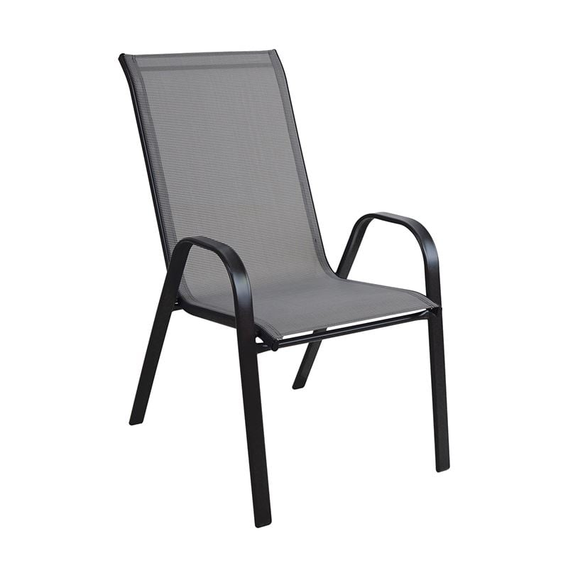 RIO Πολυθρόνα Στοιβαζόμενη Κήπου, Μέταλλο Βαφή Μαύρο, Textilene Γκρι (4,20kg) RIO Πολυθρόνα Στοιβαζόμενη Κήπου, Μέταλλο Βαφή Μαύρο, Textilene Γκρι (4,20kg)