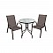RIO Set Κήπου - Βεράντας : Τραπέζι + 2 Πολυθρόνες Μέταλλο Καφέ / Textilene Καφέ