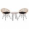SALSA Coral Set Κήπου Μέταλλο Μαύρο - Γυαλί - Wicker Φυσικό: Τραπέζι+2 Πολυθρόνες