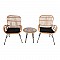 SALSA Duo Set Καθιστικό Κήπου Μέταλλο Μαύρο-Γυαλί-Wicker Φυσικό: Τραπεζάκι+2 Πολυθρόνες