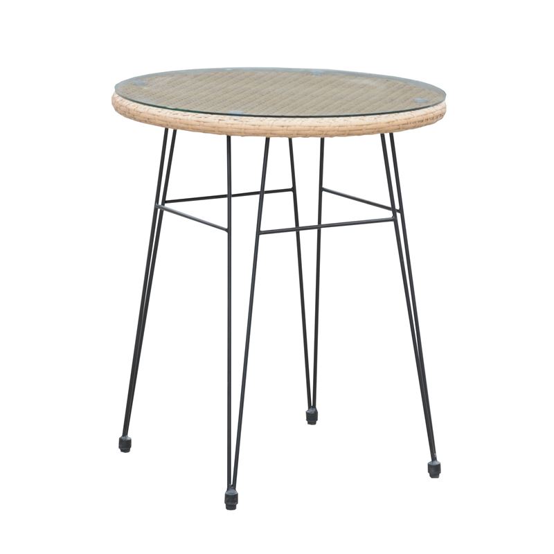 SALSA Τραπέζι H.70cm Μεταλλικό Μαύρο/Wicker Φυσικό